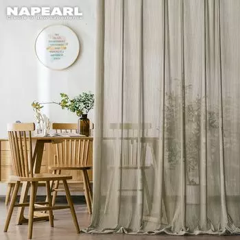 1 шт. NAPEARL ткань обновление однотонный полосатый белый тюль занавес теплый прозрачный для спальни гостиная украшение окна дома W85cm x L130cm белый