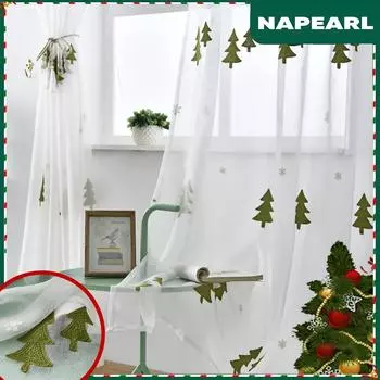 1 шт. NAPEARL вышитые рождественские елки прозрачный тюль прозрачные занавески на окна для гостиной домашний декор рождественский декор W100cm x L200cm