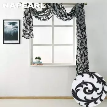 1 шт. NAPEARL жаккардовый романтический занавес на окно, дверь, тюль, занавеска с цветами, тюль, балдахин для дома, свадебная арка, декор, домашний декор W132cm x L350cm чёрный