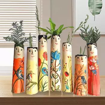 1 шт. Нарисованная вручную ваза для домашнего интерьера, украшения стола, офиса, романтическое украшение