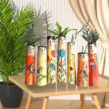 1 шт. Нарисованная вручную ваза для домашнего интерьера, украшения стола, офиса, романтическое украшение