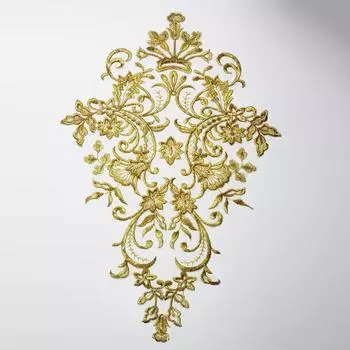 1 шт., нашивка из белого золота, аппликации, вышивка, кружевная отделка, ткань для шитья, лоскутное шитье, сделай сам, ремесло 42*27 см золотой