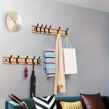 1 шт. настенная бамбуковая вешалка для одежды, крючок для полотенец в ванной комнате, 5/6 вешалок с крючками для подвешивания пальто, шапок, курток, одежды, полотенец 5hook