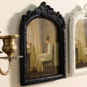 1 шт. настенная ностальгическая фоторамка ретро-украшение европейская свадебная фоторамка домашняя мягкая мебель резьба цветы чёрный