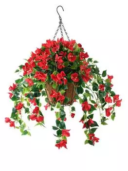 1 шт., настенная подвесная корзина с искусственными растениями и крючком, мягкая резинка, подвесная корзина с бугенвиллией, искусственные цветы, украшение, цветочная корзина, украшение для дома из ротанга белый