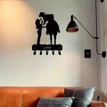 1 шт. настенная вешалка для ключей для романтической пары, металлический подвесной настенный крючок для дома, железный художественный крючок для вешалки светло-серый