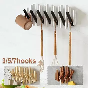 1 шт., настенная вешалка для пианино из массива дерева, настенный декор, вешалка для одежды, крючки в деревенском стиле на 3/5/7 крючков