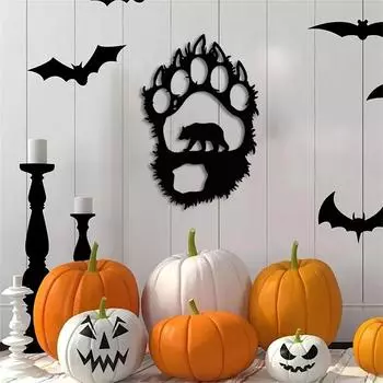 1 шт. Настенное искусство на тему медведя – черный классический декор для гостиной, элегантное металлическое настенное украшение, железные поделки для стильного интерьера светло-серый