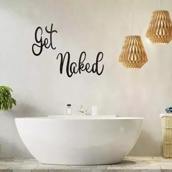 1 шт. Настенное искусство с надписью «Get Naked Words» – черная металлическая табличка с вырезом, забавное украшение для ванной комнаты, стильное настенное искусство для дома чёрный