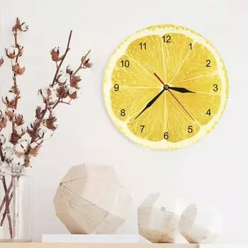 1 шт. Настенные часы с лимоном, художественный декор для дома, гостиной и офиса, декорированные часы для гостиной, праздничное украшение, идеальные подарки жёлтый