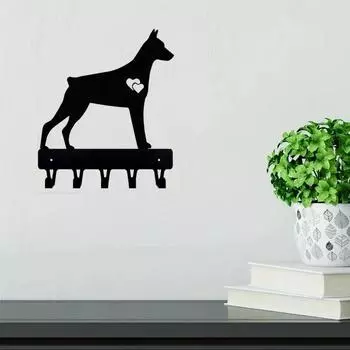 1 шт. Настенные крючки для ключей в виде собаки добермана, настенная вешалка и держатель для брелка M чёрный