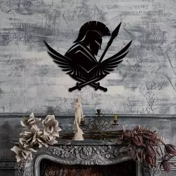 1 шт. Настенный декор в виде древнегреческого спартанского воина - металлический шлем для украшения дома, гостиной, спальни, детского сада, детской комнаты светло-серый