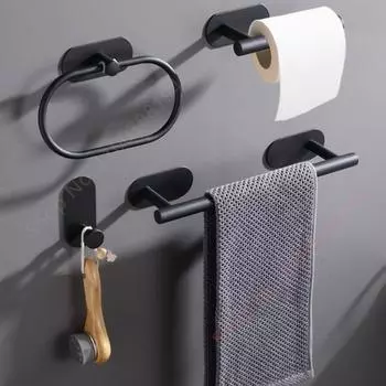 1 шт. настенный держатель для туалетной бумаги, клей, черный, серебристый цвет, держатель для кухонного рулона