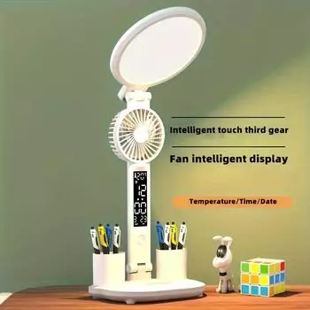 1 шт., настольная лампа для защиты глаз, светодиодная, для учеников начальной школы, для учебы, для общежития, для зарядки, для чтения, складная, умная, сенсорная, для спальни, кровати белый