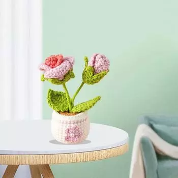 1 шт. настольное украшение красочные вечные растения шерстяное растение искусственный цветок нежный домашний подарок вязаное растение в горшке