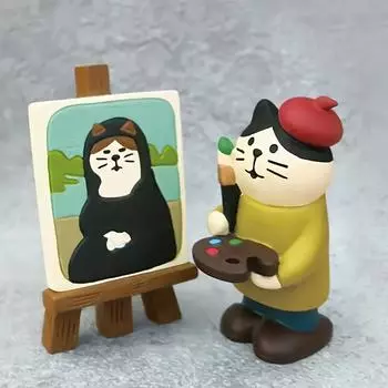 1 шт. Настольный аксессуар для любителей кошек, статуэтка кошки из смолы, креативная миниатюрная картина, мольберт, энтузиасты искусства