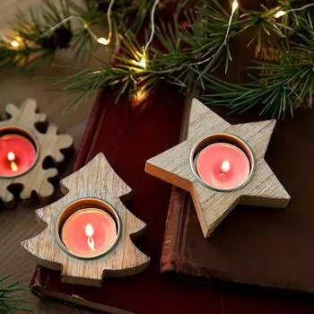 1 шт. настольный подсвечник в виде снежинки, деревянная рождественская елка, набор рождественских украшений
