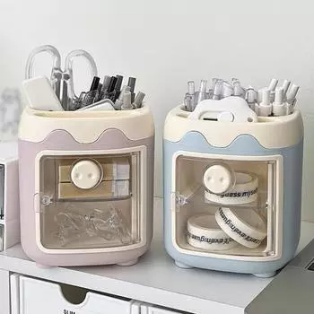 1 шт. настольный ящик для хранения мультфильм милый офис большой емкости держатель карандашей студенческие канцелярские принадлежности многофункциональная кисточка для макияжа