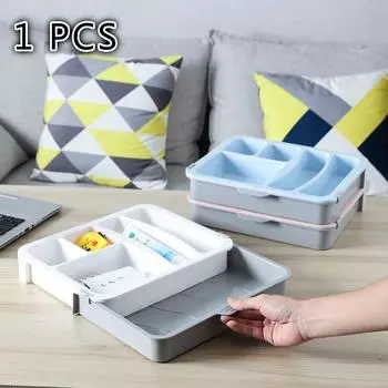 1 шт./настольный телескопический ящик для хранения, разделительный пластиковый ящик для хранения посуды, дом розовый