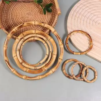 1 шт. Натуральные бамбуковые кольца, ручки для сумок, сделай сам, застежка на плечевую сумку, круглая ручка, кошелек, подарочная ручка для сумки, плетеные аксессуары Inner-diameter-40mm