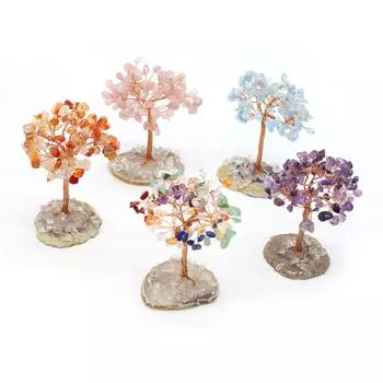 1 шт., натуральный камень, гравий, медная проволока, обмотка, Древо жизни, предметы интерьера, рождественские украшения, декоративные украшения 9-12x4-8 см 9-12x4-8cm