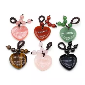 1 шт. натуральный камень сердце кулон брелок кристалл розовый кварц агат малахит опал подвески для женщин мужчин брелок ювелирные изделия подарки 2,5x3,2 см 2.5x3.2cm-Opal