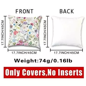 1 шт. Наволочка с цветочным узором и цветочным принтом 17,7*17,7 дюймов, мягкая наволочка для домашнего декора, наволочка с акцентом, легко чистится 450mm*450mm