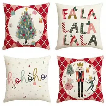 1 шт. наволочка с рождественским украшением в виде щелкунчика, наволочка с рисунком рождественской елки, набор подушек для украшения дома, подарок 40x40cm