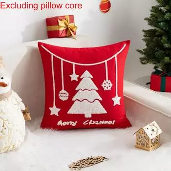 1 шт. Наволочка Вышитая Наволочка 45*45 см Наволочка для гостиной Лось Снеговик Спальня Диван Софа