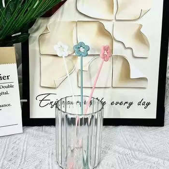 1 шт. нейлоновая щетка для чистки бутылочек, детская нержавеющая сталь, длинная ручка, щетки для чистки, мягкие соломинки для волос, спиральный кухонный инструмент для чистки синий