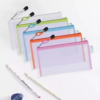 1 шт. нейлоновая сумка для карандашей на молнии, прозрачная сумка для хранения ручек, сумка для сотрудников, студентов, сумки для карандашей, канцелярские принадлежности, сетчатая сумка для ручек белый