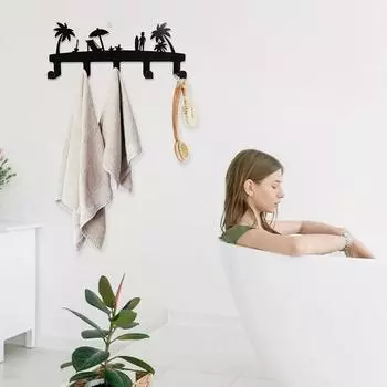 1 шт. нержавеющая металлическая настенная вешалка для полотенец с 5 крючками - идеально подходит для ванной комнаты, спальни, бассейна и использования на открытом воздухе чёрный