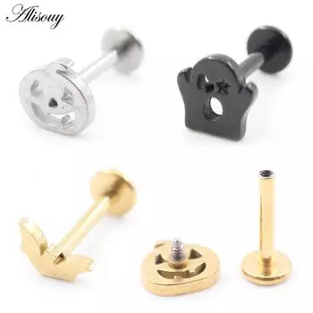 1 шт. Нержавеющая сталь Хэллоуин тыква летучая мышь призрак звезда козелок улитка лабрет губы кольца хрящ уха серьги пирсинг украшения для тела 1 Pumpkin Steel