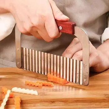 1 шт. Нержавеющая сталь Картофельные чипсы Волнистый резак Нож для картофеля фри Овощи Фрукты Морковь Слайсеры Кухонные гаджеты
