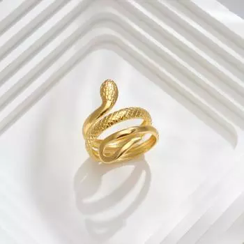 1 шт. Нержавеющая сталь Классика Китай в год Змеи кольца для женщин пары с уникальным дизайном Sense ювелирные изделия подарок вечеринка аксессуары 17cm золотой