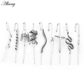 1 шт., нержавеющая сталь, литая серьга-крючок в виде змеи и тигра, септум, дейт, ушной вкладыш, козелок, хрящ, спираль, пирсинг, ювелирные изделия