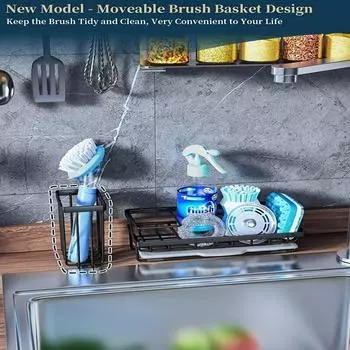 1 шт. нержавеющая стальная кухонная мойка-подставка с держателем для полотенец и съемным поддоном для слива для организации необходимых домашних принадлежностей