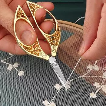 1 шт., нержавеющая сталь, ретро, классические, тонкие, вышивальные, швейные, портновские ножницы, инструмент для резки ткани разноцветный