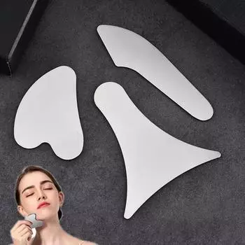 1 шт., нержавеющая сталь, скребок-массажер Гуаша для лица, шеи, тела, массажный инструмент Гуаша, уход за кожей лица, массажер для лица с доской Гуаша