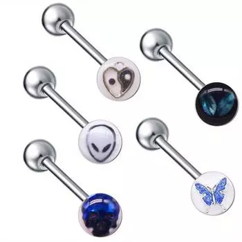 1 шт., нержавеющая сталь, сплетни, сердце, бабочка, чужеродный призрак, голова, язык, язык, пирсинг для ногтей, орнамент, ювелирные изделия