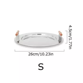 1 шт., нержавеющая сталь, украшение, деревянная ручка, скандинавский круглый поднос для хранения, Ins Wind Put, поднос для чайной чашки, круглый поднос