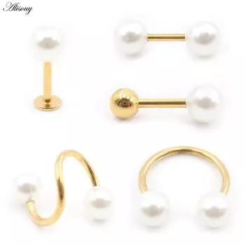1 шт. Нержавеющая сталь жемчужный шарик губа лабрет носовое кольцо дейт ушная перегородка козелок хрящ спираль кольцо серьги пирсинг украшения для тела 3mm