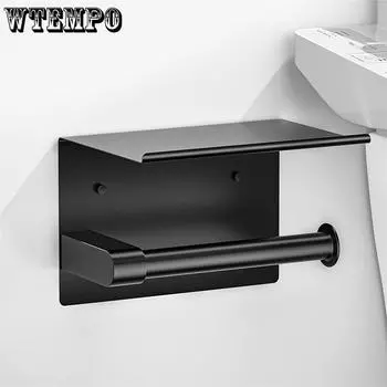 1 шт. нержавеющий матовый черный настенный держатель для туалетной бумаги для ванной комнаты без перфорации держатель для туалетной бумаги держатель для хранения туалетной бумаги чёрный