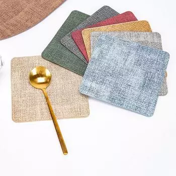 1 шт. нескользящая модная подставка под стакан из искусственной кожи, водонепроницаемая, маслостойкая, термостойкая абрикосовый