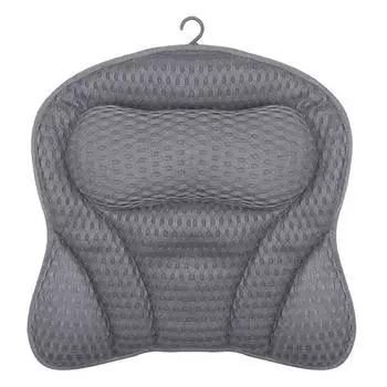 1 шт. Нескользящая роскошная водонепроницаемая подушка для ванны из полиэфирного волокна, однотонная подушка, подголовник для ванны для домашнего спа серый