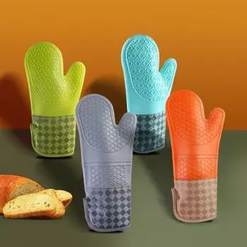 1 шт., нескользящие, противоожоговые, утолщенные многоразовые перчатки с ремешком в скандинавском стиле, клетчатый узор, изолированные перчатки