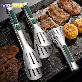 1 шт. Нескользящие щипцы для еды из нержавеющей стали, зажим для мяса, салата, хлеба, зажим для барбекю, гриля, шведского стола, кухонные инструменты, кухонные аксессуары S