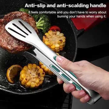 1 шт. нескользящие щипцы для еды из нержавеющей стали для мяса, салата, хлеба, барбекю, гриля, шведского стола, зажим, инструменты для приготовления пищи, кухонные принадлежности 9IN