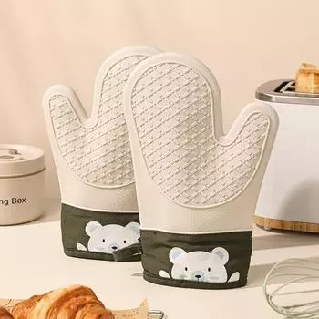 1 шт. нескользящие силиконовые изоляционные перчатки, утолщенные двухслойные жаропрочные перчатки для выпечки и приготовления пищи A серый