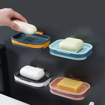 1 шт., нескользящий держатель для мыла, сильная присоска, мыльница, многофункциональный держатель для мыльницы, сливной чехол, принадлежности для ванной комнаты, высокое качество зелёный